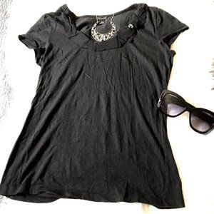 Ann Taylor Cap-Sleeve Tunic with Bowed Collar, S